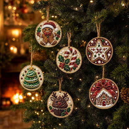 6Pcs Christmas DIY Diamond Painting Ornaments Kit – Sparkling Holiday Craft Set