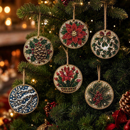 6Pcs Christmas DIY Diamond Painting Ornaments Kit – Sparkling Holiday Craft Set