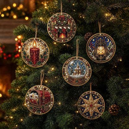 6Pcs Christmas DIY Diamond Painting Ornaments Kit – Sparkling Holiday Craft Set