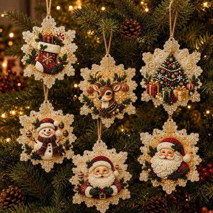 6Pcs Christmas DIY Diamond Painting Ornaments Kit – Sparkling Holiday Craft Set