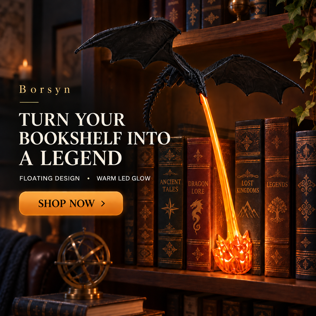 Borsyn™-Dragon Book Nook Light